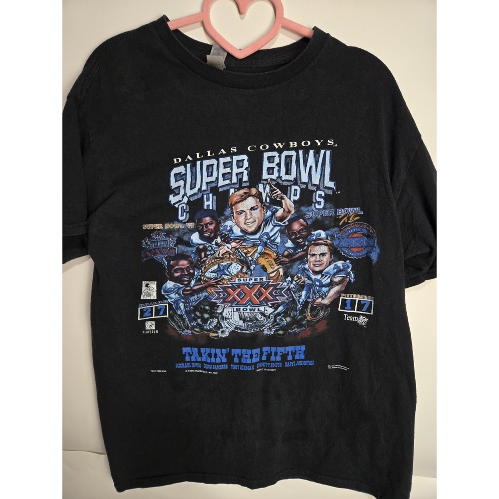 Retro 90s dallas cowboys caricature Black T-shirt Size Medium Takin' The 5th
